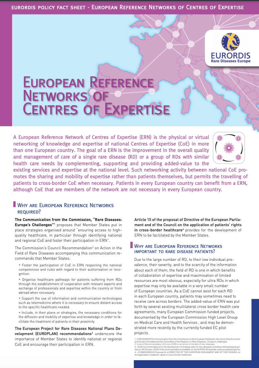 European Reference Networks of Centres of Expertise