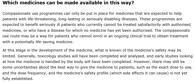 Extract of the EMA Q&A document on compassionate use 